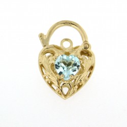Small Filigree Padlock with a Blue Topaz Y/G
